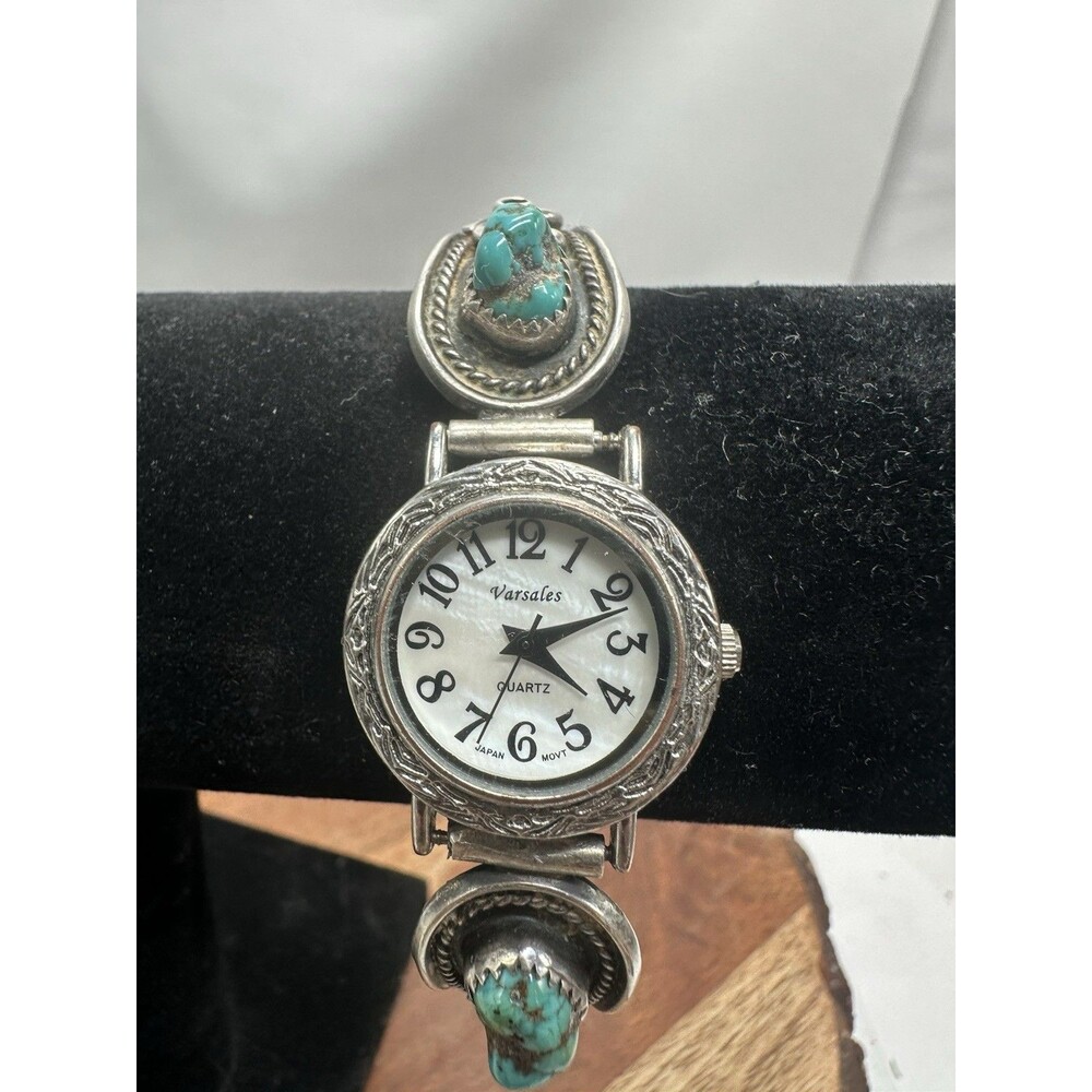 Native American Sterling Silver Turquoise Nugget Watch Southwestern